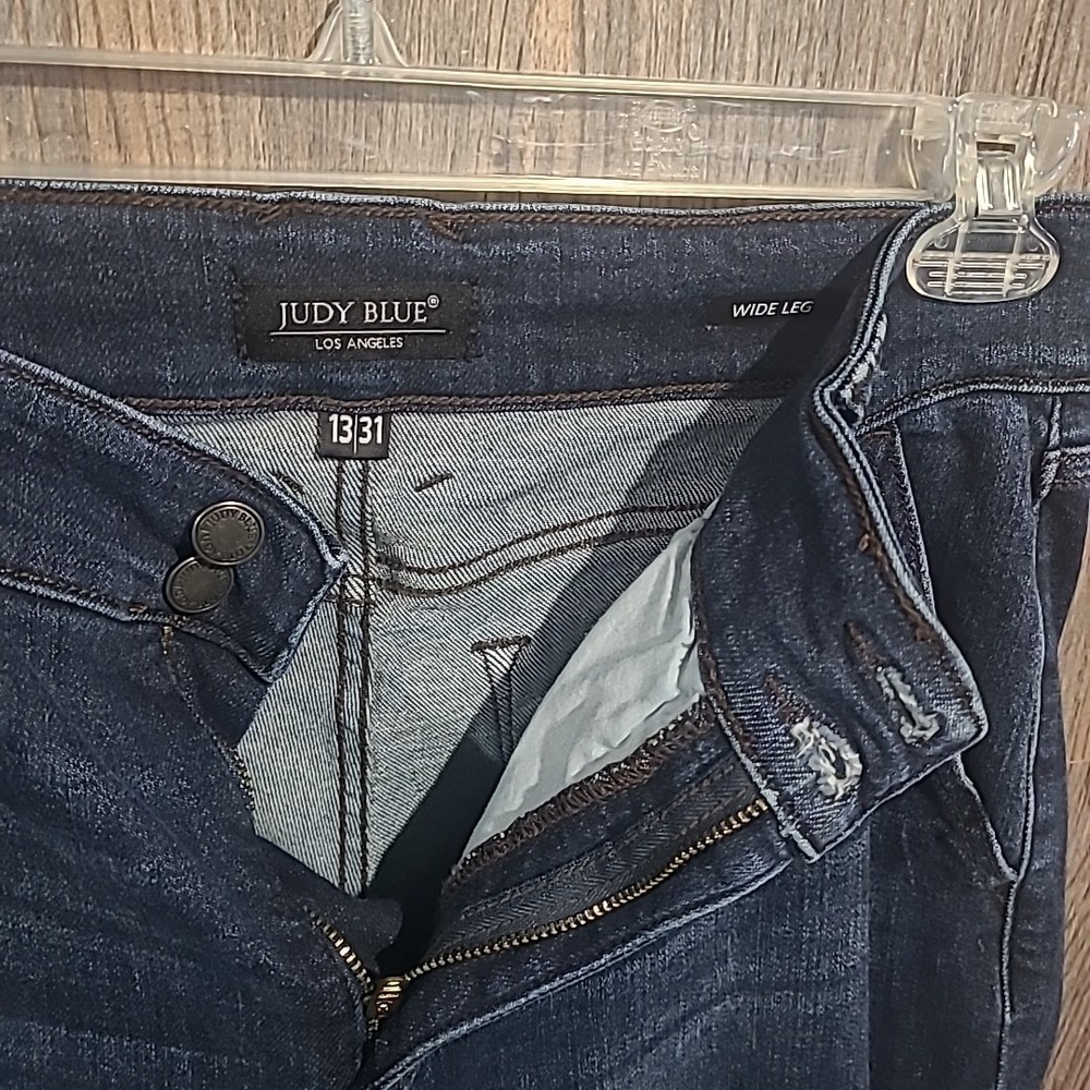 Judy Blue Wide Leg Jeans Size 13/31 x 29.5 Dark Wash High Rise Stretch - Picture 7 of 9